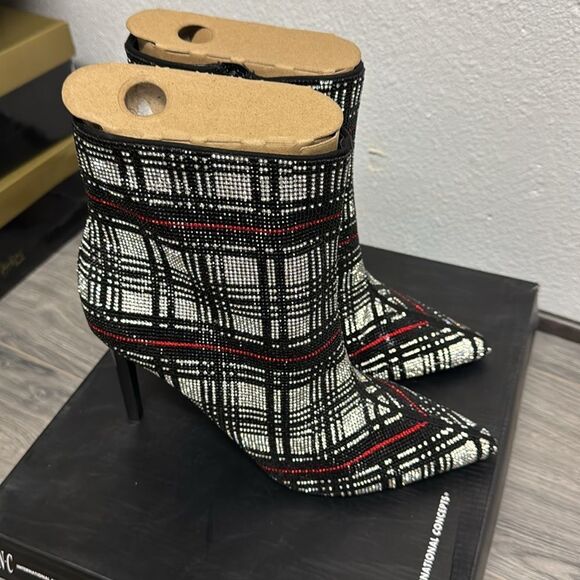 INC International Concepts Womens Reisa Dress Booties,Plaid Bling - Picture 5 of 6